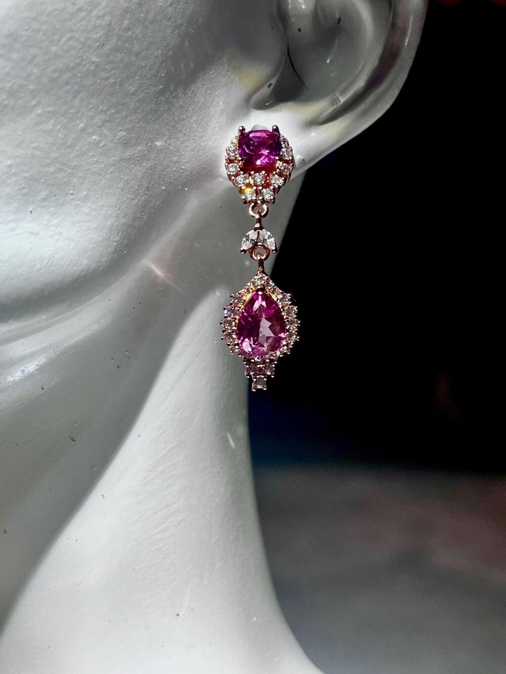 Azoic Topaz Drop Earrings in Rose Gold Vermeil | Sterling Silver